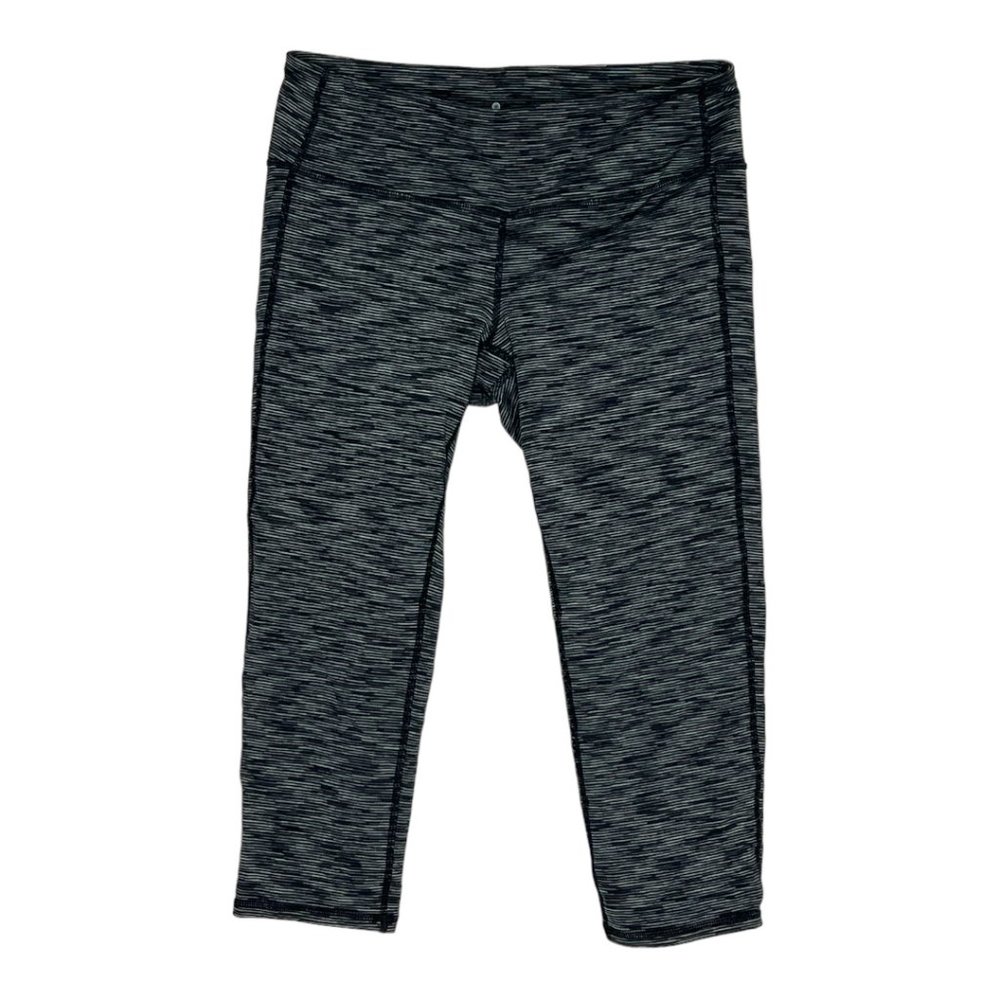 Athleta Energy Chaturanga Capri‎ Leggings Black Gray Space Dye Cropped
